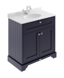 Hudson Reed Old London 800mm Cabinet & Marble Top (1th) Trad Twilight Blue MDF Vinyl Textured Woodgrain 886x820x470mm - LOF329 - JJ Building Materials