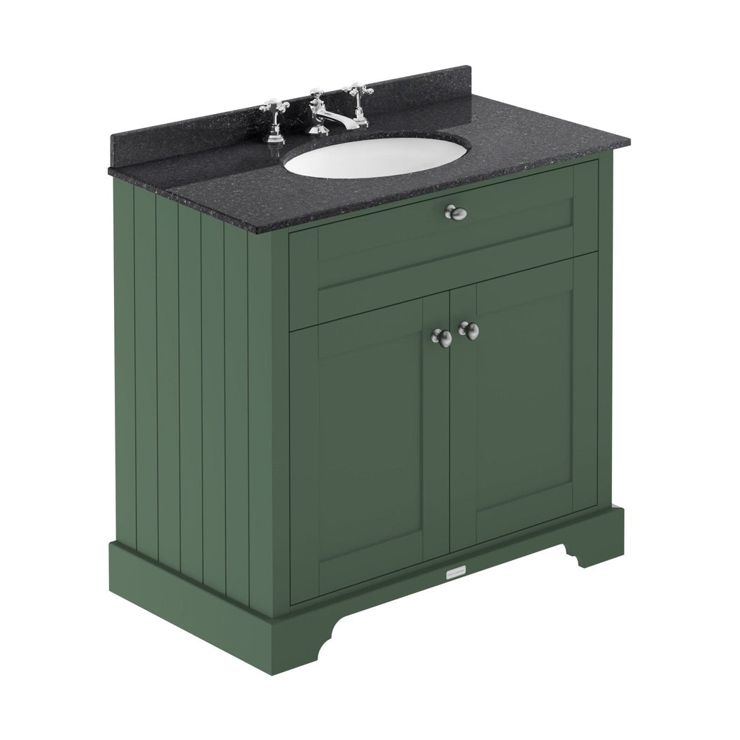 Hudson Reed Old London 800mm Cabinet & Marble Top (3th) Trad Hunter Green MDF Vinyl Smooth Matt 886x820x470mm - LOF830 - JJ Building Materials