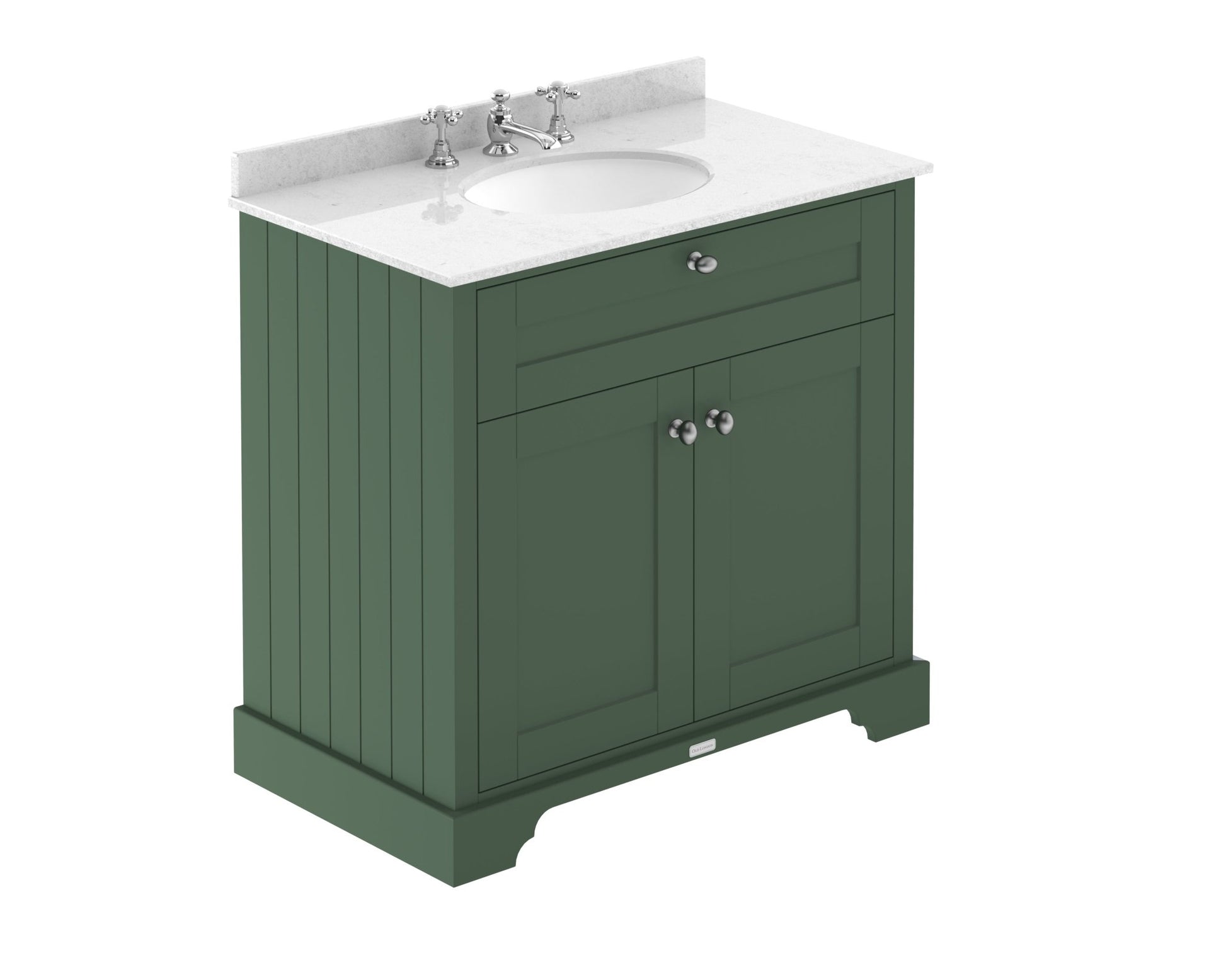 Hudson Reed Old London 800mm Cabinet & Marble Top (3th) Trad Hunter Green MDF Vinyl Smooth Matt 886x820x470mm - LOF831 - JJ Building Materials