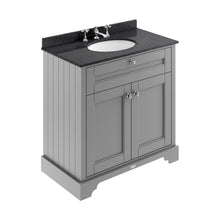 Hudson Reed Old London 800mm Cabinet & Marble Top (3th) Trad Storm Grey MDF Vinyl Textured Woodgrain 886x820x470mm - LOF230 - JJ Building Materials