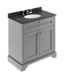 Hudson Reed Old London 800mm Cabinet & Marble Top (3th) Trad Storm Grey MDF Vinyl Textured Woodgrain 886x820x470mm - LOF230 - JJ Building Materials