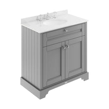 Hudson Reed Old London 800mm Cabinet & Marble Top (3th) Trad Storm Grey MDF Vinyl Textured Woodgrain 886x820x470mm - LOF231 - JJ Building Materials