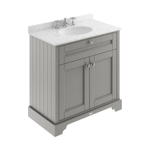 Hudson Reed Old London 800mm Cabinet & Marble Top (3th) Trad Storm Grey MDF Vinyl Textured Woodgrain 886x820x470mm - LOF232 - JJ Building Materials