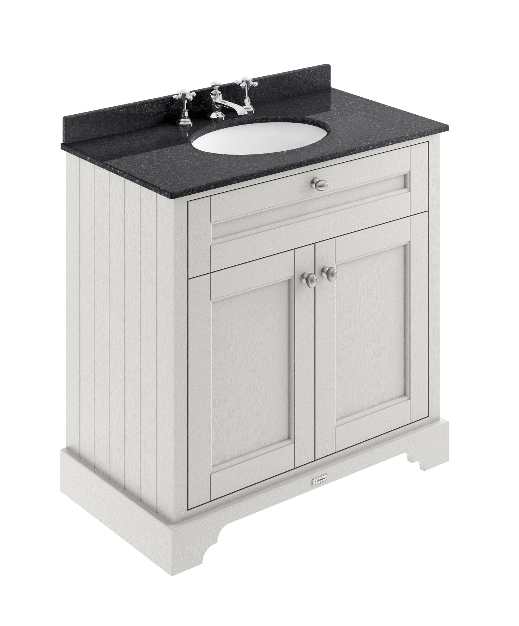 Hudson Reed Old London 800mm Cabinet & Marble Top (3th) Trad Timeless Sand MDF Vinyl Textured Woodgrain 886x820x470mm - LOF430 - JJ Building Materials