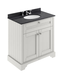 Hudson Reed Old London 800mm Cabinet & Marble Top (3th) Trad Timeless Sand MDF Vinyl Textured Woodgrain 886x820x470mm - LOF430 - JJ Building Materials