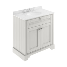Hudson Reed Old London 800mm Cabinet & Marble Top (3th) Trad Timeless Sand MDF Vinyl Textured Woodgrain 886x820x470mm - LOF431 - JJ Building Materials