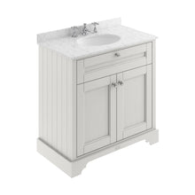 Hudson Reed Old London 800mm Cabinet & Marble Top (3th) Trad Timeless Sand MDF Vinyl Textured Woodgrain 886x820x470mm - LOF432 - JJ Building Materials