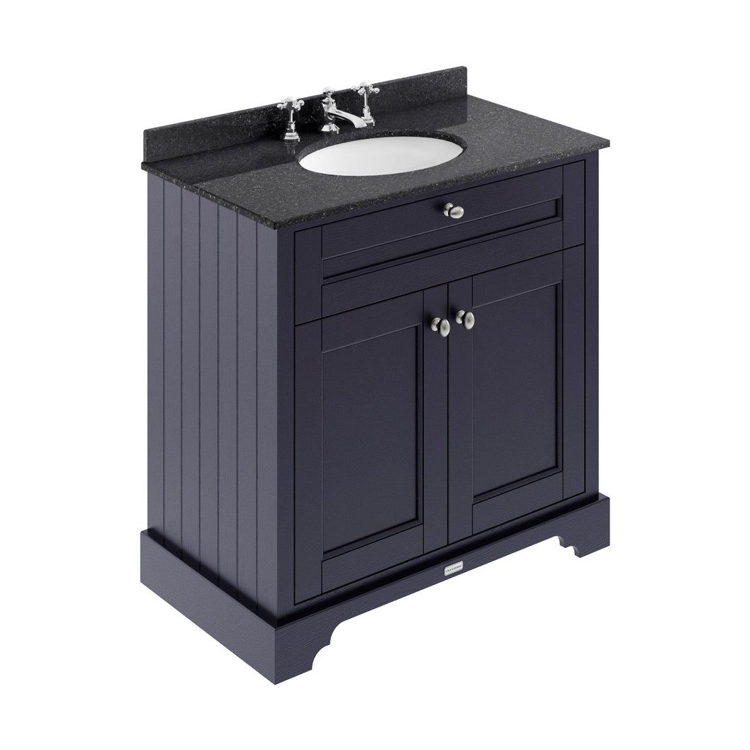 Hudson Reed Old London 800mm Cabinet & Marble Top (3th) Trad Twilight Blue MDF Vinyl Textured Woodgrain 886x820x470mm - LOF330 - JJ Building Materials