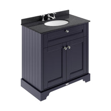 Hudson Reed Old London 800mm Cabinet & Marble Top (3th) Trad Twilight Blue MDF Vinyl Textured Woodgrain 886x820x470mm - LOF330 - JJ Building Materials