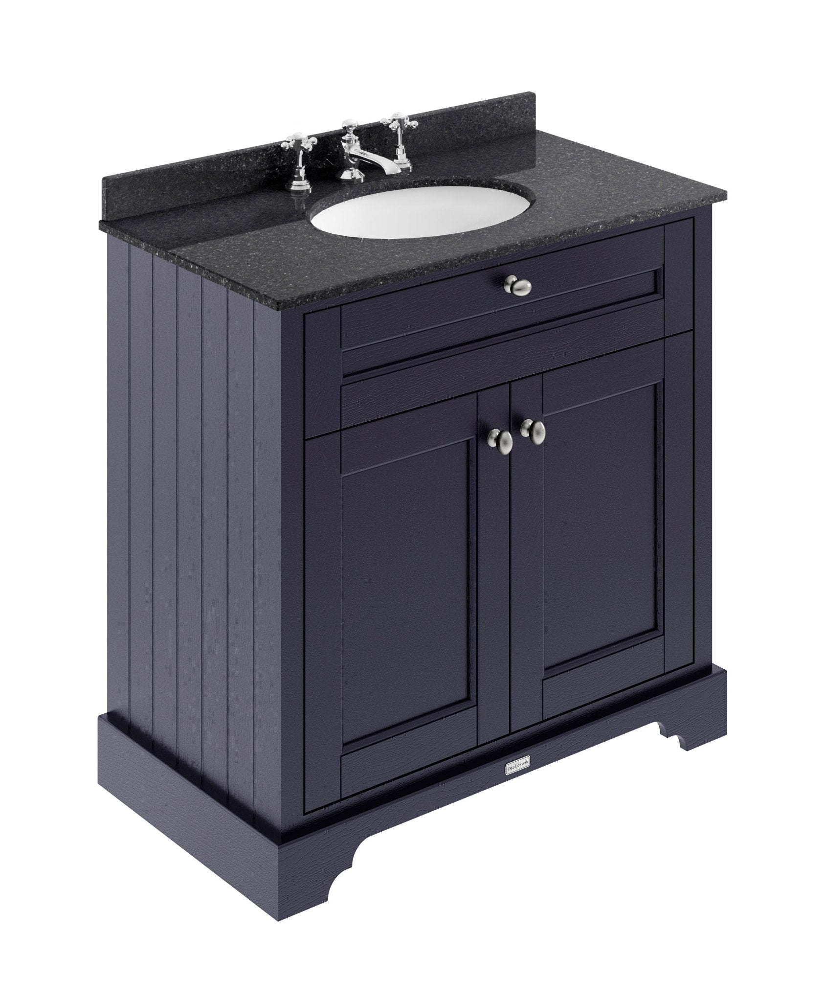 Hudson Reed Old London 800mm Cabinet & Marble Top (3th) Trad Twilight Blue MDF Vinyl Textured Woodgrain 886x820x470mm - LOF330 - JJ Building Materials