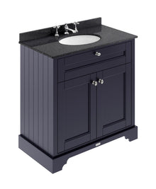 Hudson Reed Old London 800mm Cabinet & Marble Top (3th) Trad Twilight Blue MDF Vinyl Textured Woodgrain 886x820x470mm - LOF330 - JJ Building Materials