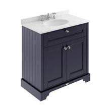 Hudson Reed Old London 800mm Cabinet & Marble Top (3th) Trad Twilight Blue MDF Vinyl Textured Woodgrain 886x820x470mm - LOF332 - JJ Building Materials