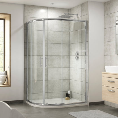 Hudson Reed Pacific 1200 X 800mm Offset Quadrant Contemp Chrome Aluminium,metal 1850x1180x780mm - AQU128 - JJ Building Materials