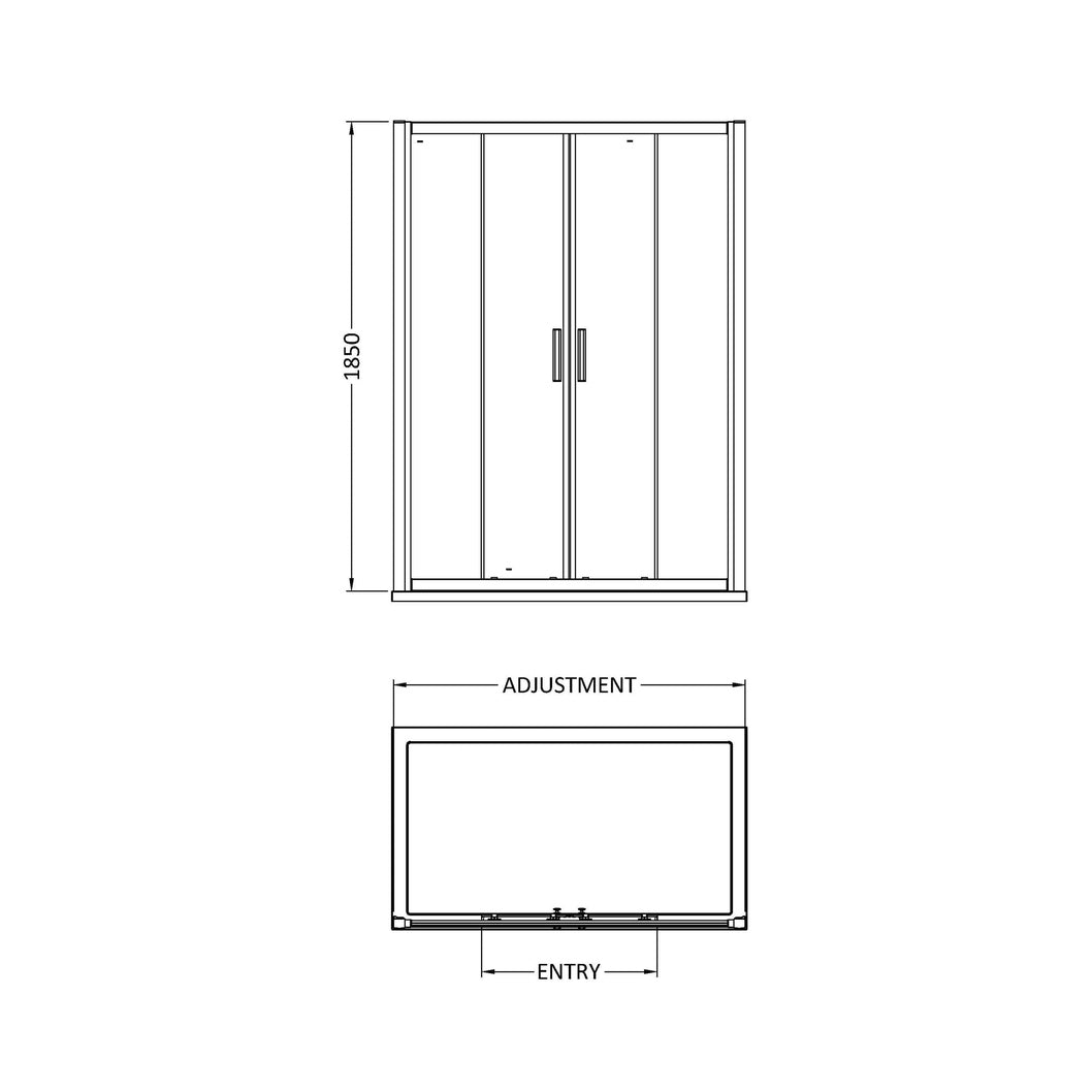 Hudson Reed Pacific 1400mm Double Sliding Door Contemp Chrome Aluminium,metal 1850x1390x44mm - AQSLD14H3 - JJ Building Materials