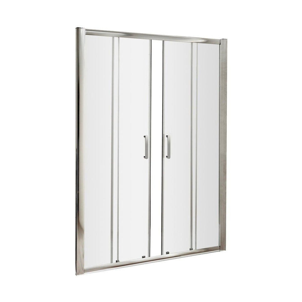 Hudson Reed Pacific 1400mm Double Sliding Door Contemp Chrome Aluminium,metal 1850x1390x44mm - AQSLD14H3 - JJ Building Materials