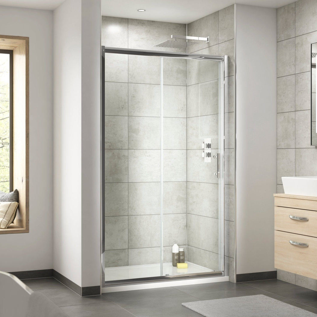 Hudson Reed Pacific 1400mm Single Sliding Door Contemp Chrome Aluminium,metal 1850x1390x44mm - AQSL14 - JJ Building Materials