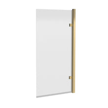 Hudson Reed Pacific Square Hinged Bath Screen Contemp Brushed Brass Aluminium 1520x830x24mm - JJ Building Materials