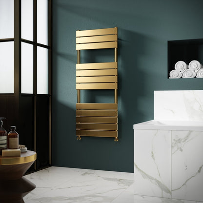 Hudson Reed Piazza Square Flat Towel Radiator 1213x500 Contemp Brushed Brass Steel 1213x500x100mm - JJ Building Materials