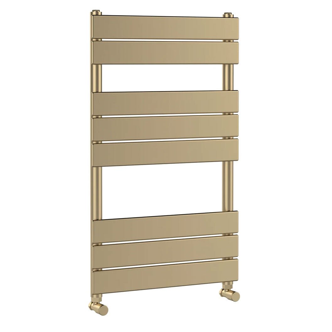 Hudson Reed Piazza Square Flat Towel Radiator 840x500 Contemp Brushed Brass Steel 840x500x30mm - JJ Building Materials