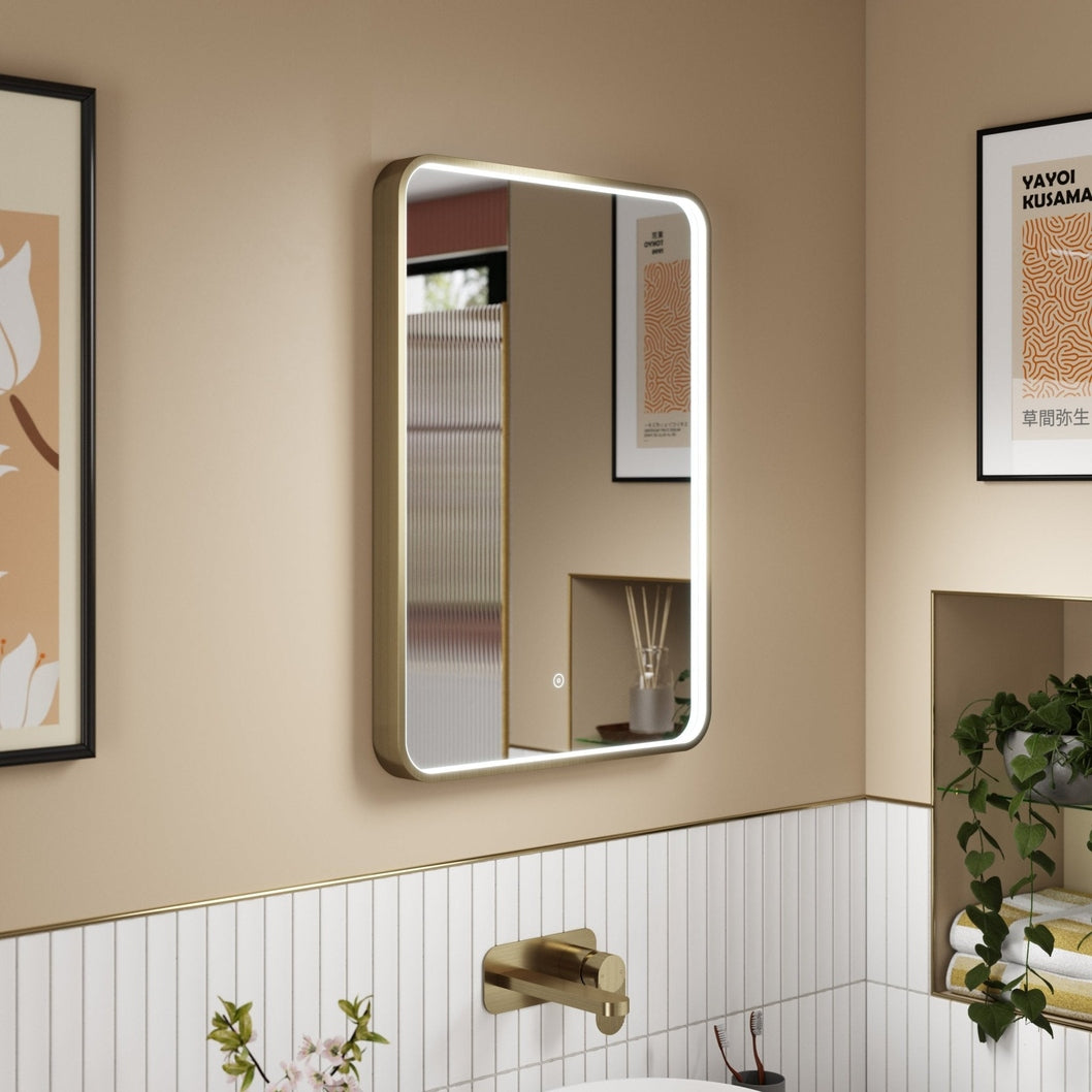 Hudson Reed Pictor Brushed Brass Frame Led Mirror - 700 X 500mm Contemp Aluminium 700x500x47mm - JJ Building Materials