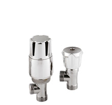 Hudson Reed Radiator Valves Angled Thermostatic Radiator Valve Pack Contemp Chrome Steel 130x45x76mm - JJ Building Materials