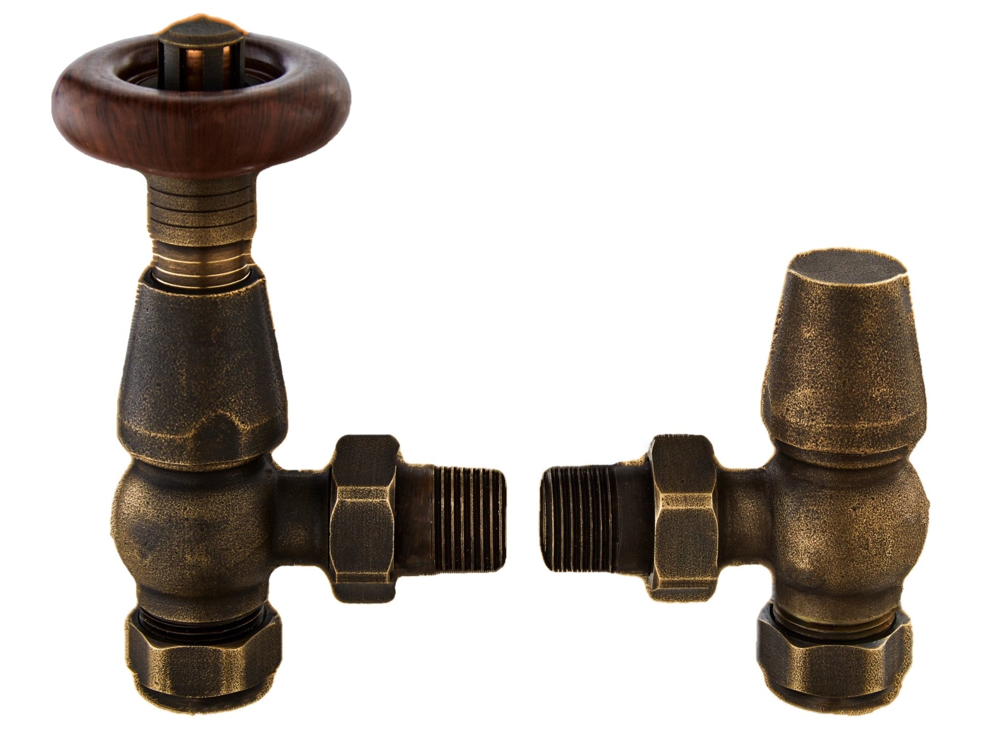 Hudson Reed Radiator Valves Camden Angled Thermostatic Valve Trad Antique Brass Brass 131x55x97mm - JJ Building Materials