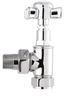Hudson Reed Radiator Valves Crosshead Angled Radiator Valve Pack (pairs) Trad Chrome Steel 87x115x64mm - JJ Building Materials