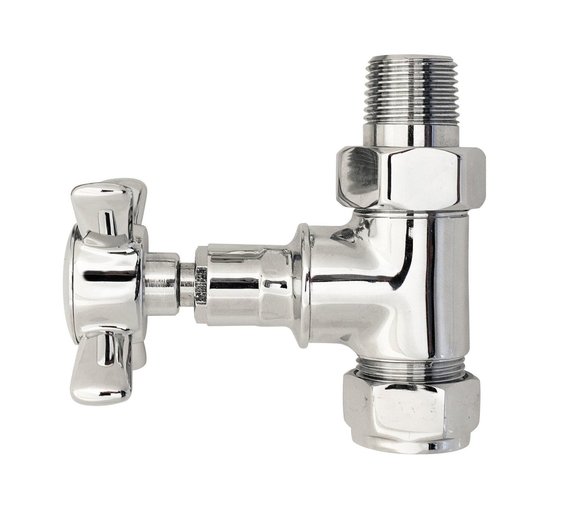 Hudson Reed Radiator Valves Crosshead Straight Radiator Valve Pack (pairs) Trad Chrome Brass 87x45x94mm - JJ Building Materials