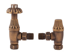 Hudson Reed Radiator Valves Thermostatic Radiator Valve Pack Trad Antique Brass Steel 136x55x80mm - JJ Building Materials