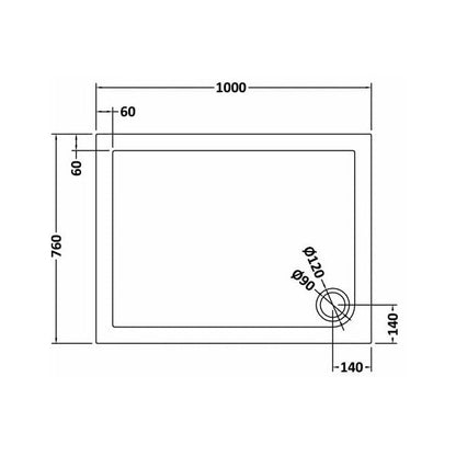 Hudson Reed Rectangular Trays Rectangular Shower Tray 1000 X 760mm Contemp Grey Slate Acrylic Capped Abs Caco3 And Pu - JJ Building Materials