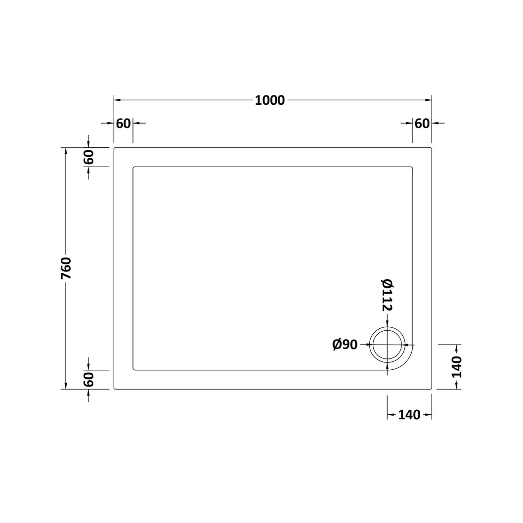 Hudson Reed Rectangular Trays Rectangular Shower Tray 1000 X 760mm Contemp White Acrylic Capped Abs Caco3 And Pu - JJ Building Materials