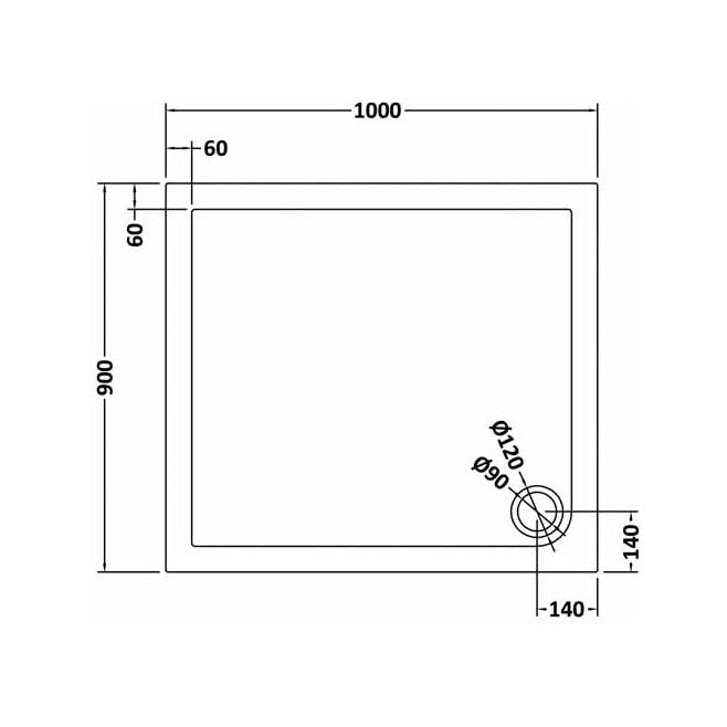 Hudson Reed Rectangular Trays Rectangular Shower Tray 1000 X 900mm Contemp Grey Slate Acrylic Capped Abs Caco3 And Pu - JJ Building Materials