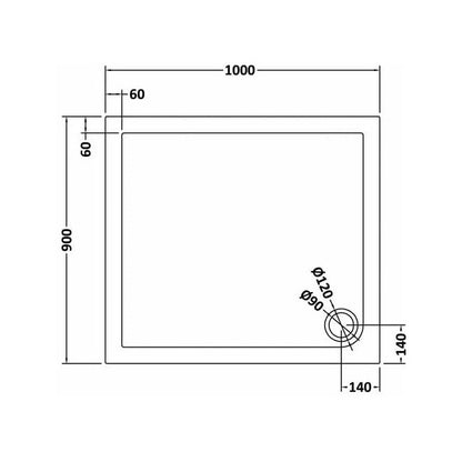 Hudson Reed Rectangular Trays Rectangular Shower Tray 1000 X 900mm Contemp Grey Slate Acrylic Capped Abs Caco3 And Pu - JJ Building Materials