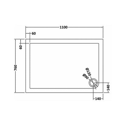 Hudson Reed Rectangular Trays Rectangular Shower Tray 1100 X 760mm Contemp Grey Slate Acrylic Capped Abs Caco3 And Pu - JJ Building Materials