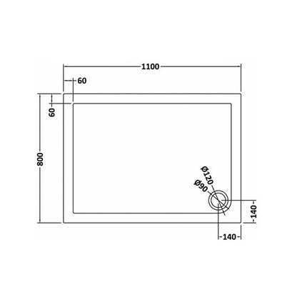 Hudson Reed Rectangular Trays Rectangular Shower Tray 1100 X 800mm Contemp Grey Slate Acrylic Capped Abs Caco3 And Pu - JJ Building Materials