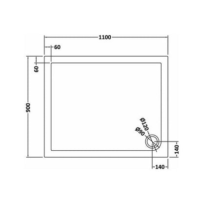 Hudson Reed Rectangular Trays Rectangular Shower Tray 1100 X 900mm Contemp Grey Slate Acrylic Capped Abs Caco3 And Pu - JJ Building Materials