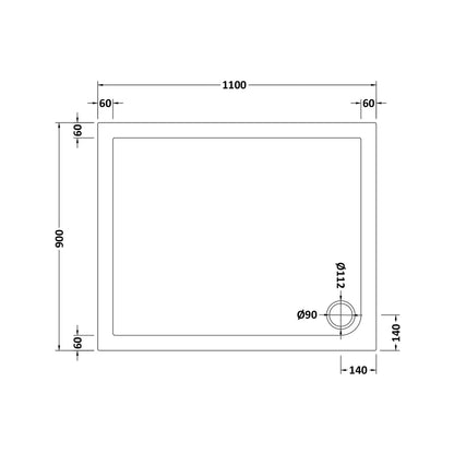 Hudson Reed Rectangular Trays Rectangular Shower Tray 1100 X 900mm Contemp White Acrylic Capped Abs Caco3 And Pu - JJ Building Materials