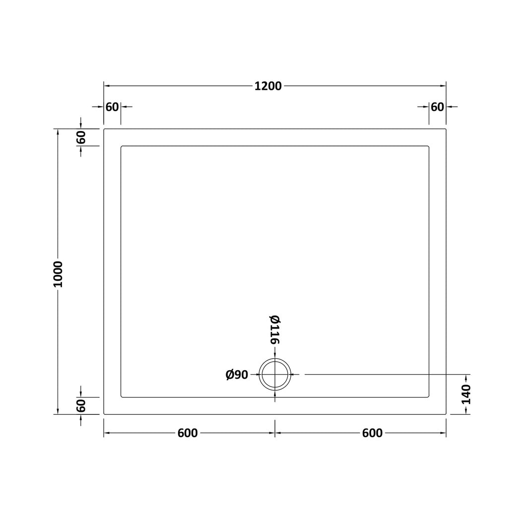 Hudson Reed Rectangular Trays Rectangular Shower Tray 1200 X 1000mm Contemp Grey Slate Acrylic Capped Abs Caco3 And Pu - JJ Building Materials