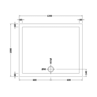 Hudson Reed Rectangular Trays Rectangular Shower Tray 1200 X 1000mm Contemp Grey Slate Acrylic Capped Abs Caco3 And Pu - JJ Building Materials