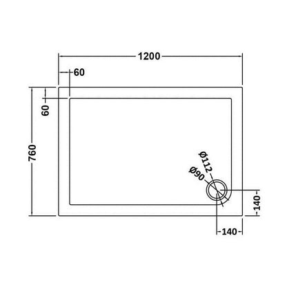 Hudson Reed Rectangular Trays Rectangular Shower Tray 1200 X 760mm Contemp Grey Slate Acrylic Capped Abs Caco3 And Pu - JJ Building Materials