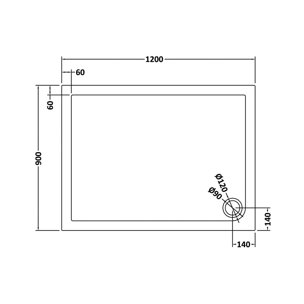 Hudson Reed Rectangular Trays Rectangular Shower Tray 1200 X 900mm Contemp Grey Slate Acrylic Capped Abs Caco3 And Pu - JJ Building Materials