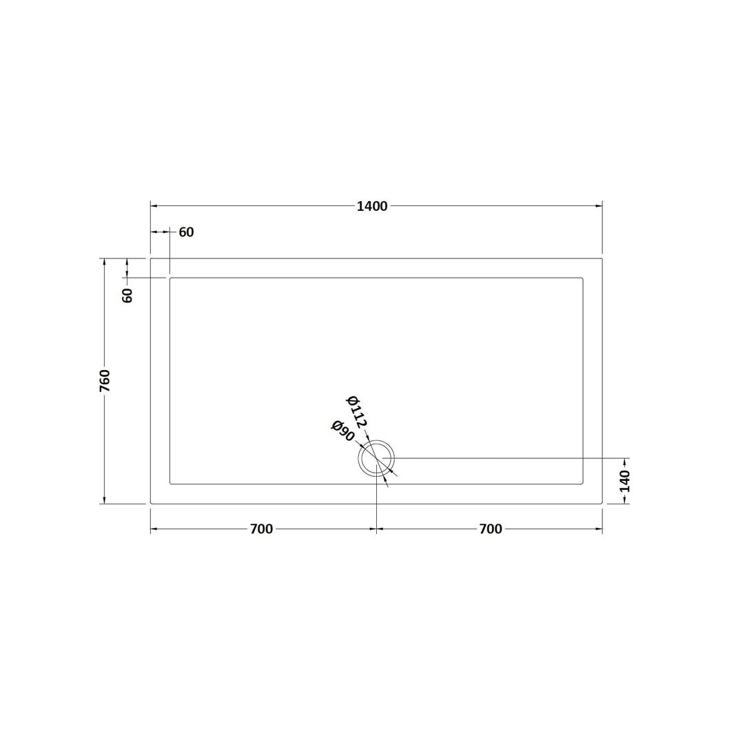 Hudson Reed Rectangular Trays Rectangular Shower Tray 1400 X 760mm Contemp Grey Slate Acrylic Capped Abs Caco3 And Pu - JJ Building Materials