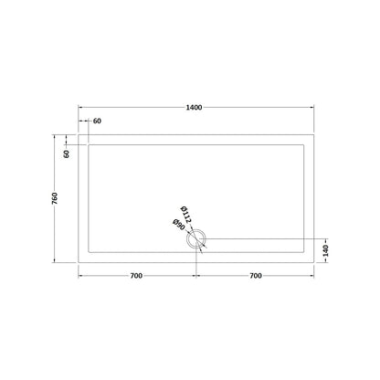 Hudson Reed Rectangular Trays Rectangular Shower Tray 1400 X 760mm Contemp Grey Slate Acrylic Capped Abs Caco3 And Pu - JJ Building Materials