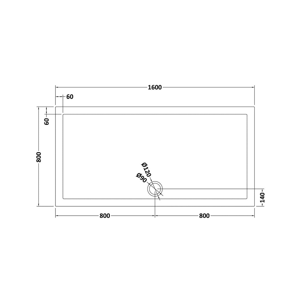 Hudson Reed Rectangular Trays Rectangular Shower Tray 1600 X 800mm Contemp Grey Slate Acrylic Capped Abs Caco3 And Pu - JJ Building Materials