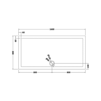Hudson Reed Rectangular Trays Rectangular Shower Tray 1600 X 800mm Contemp Grey Slate Acrylic Capped Abs Caco3 And Pu - JJ Building Materials