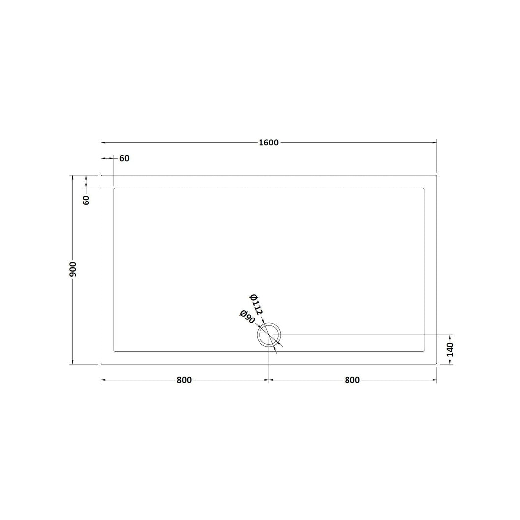 Hudson Reed Rectangular Trays Rectangular Shower Tray 1600 X 900mm Contemp Grey Slate Acrylic Capped Abs Caco3 And Pu - JJ Building Materials