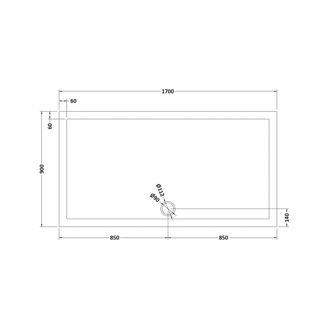 Hudson Reed Rectangular Trays Rectangular Shower Tray 1700 X 900mm Contemp Grey Slate Acrylic Capped Abs Caco3 And Pu - JJ Building Materials