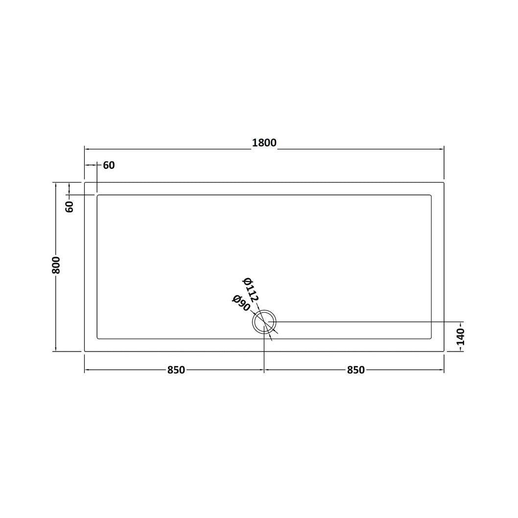 Hudson Reed Rectangular Trays Rectangular Shower Tray 1800 X 800mm Contemp Grey Slate Acrylic Capped Abs Caco3 And Pu - JJ Building Materials