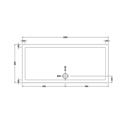 Hudson Reed Rectangular Trays Rectangular Shower Tray 1800 X 800mm Contemp White Acrylic Capped Abs Caco3 And Pu - JJ Building Materials