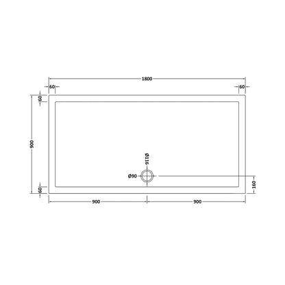 Hudson Reed Rectangular Trays Rectangular Shower Tray 1800 X 900mm Contemp Grey Slate Acrylic Capped Abs Caco3 And Pu - JJ Building Materials